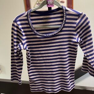 Chico's Blue and Cream Striped Top #222